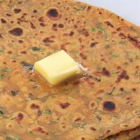 Methi Parantha · Whole wheat flat bread topped with dry fenugreek.