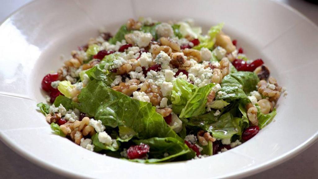 Cranberry, Romaine, Walnut Salad With Gorgonzola · Romaine, sweet dried cranberries, walnuts and gorgonzola with our house dressing.