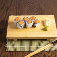 Spicy Salmon Roll · Spicy Salmon,  seaweed wrapped with rice outside. With Crunch