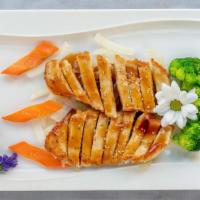 Chicken Teriyaki · Grilled chicken breast , with stir onion on the bottom, topped with Teriyaki sauce.