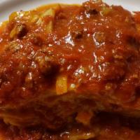 Lasagna · Mozzarella with meat sauce.