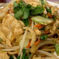 Pan Fried Chicken Noodle · Served with choice of noodles and vegetables.