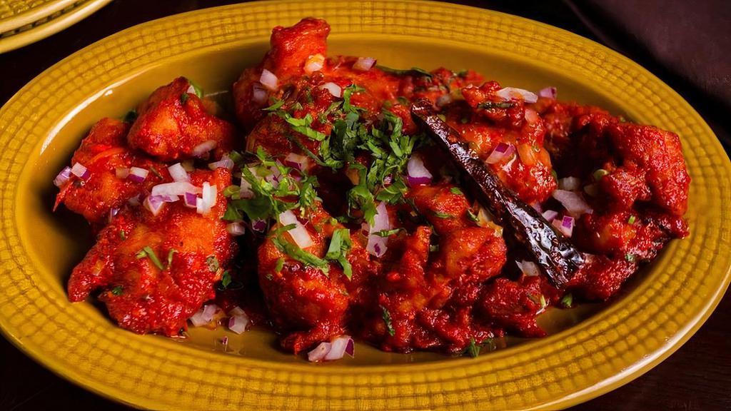 Murgh 65 · Chicken Fry with Curry Leaves. Spicy.