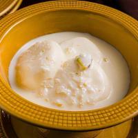 Rasmalai · Cheese balls in sweet reduced milk and pistachio