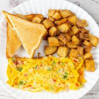 Western Omelette · Ham, onion, green peppers and cheddar cheese.