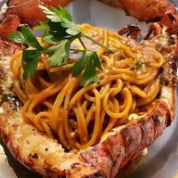 Lobster Fra Diavolo (Serves 2) · Whole Lobster with spaghetti in slightly spicy (bella picante) tomato sauce. For 2.