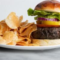 Avena Wagyu Beef Burger · Lettuce, Tomato, Onions, Scamorza Cheese, House Made Chips