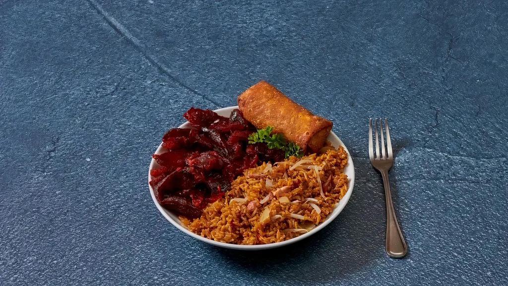 Boneless Spare Ribs Combo Dish · Served with pork fried rice and egg roll.