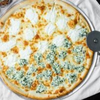 Pizza Bianca · Ricotta, mozzarella, fresh garlic & parsley