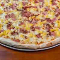 Hawaiian Pizza · (No sauce) mozzarella, ham & pineapple with a touch of bacon