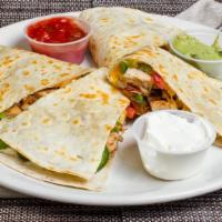 Chicken Quesadillas · Served with guacamole, sour cream and chunky salsa.