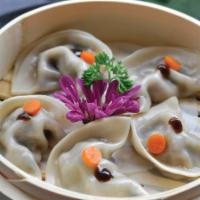 Frenasia Dumpling Soup (4) · Pork, shrimp, scallion, ginger cilantro & bean sprout.