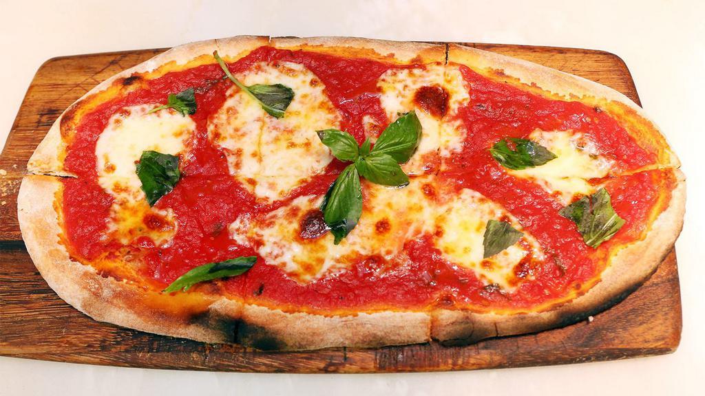 Margherita Pizza · San marzano tomatoes, mozzarella and fresh basil.