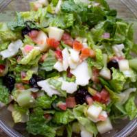 Harvest Salad · Mixed greens, apples, cheddar cheese, dried cherries, and grape tomatoes with a lemon vinaig...