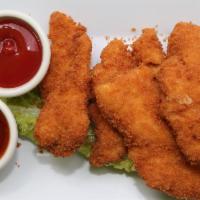 Chicken Tenders · Homemade chicken tenders choice your sauce, bbq, buffalo or Thai chili.