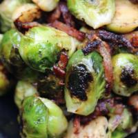 Brussels & Bacon · Roasted Brussels and chopped bacon with a touch of lemon juice.