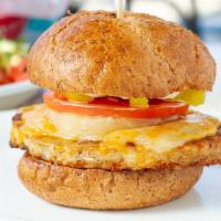 Savory Veggie Burger · A mouth-watering burger with your choice of bun, cheese and toppings.