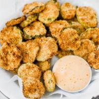 Fried Pickles · Crunchy pickled chips .WARNING : Quite Salty.