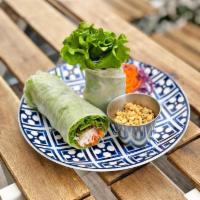 A-13 Summer Roll · Rice noodles, lettuce, carrot, cucumber, basil, and shrimp in soft rice paper wrap served wi...