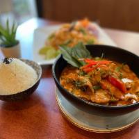 C-2 Panang Curry · String bean, carrot, bell pepper, and lime leaf in Panang curry sauce. **If you need plastic...