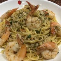 Linguine With Shrimps · Prepared with garlic, oil, and white wine sauce.
Regular - 7 inch (5 shrimps) or
large - 8 i...