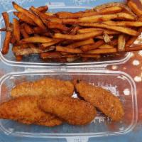 Chicken Fingers With Fries · Five pieces.