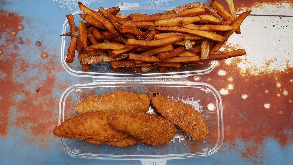 Chicken Fingers With Fries · Five pieces.