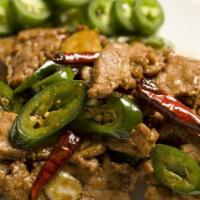 Jalapeno Beef · Served with your choice of rice. Spicy.