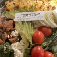 Hudson Chopped Cobb Salad · Romaine lettuce, spinach, grilled chicken, applewood smoked bacon, hard boiled egg, avocado,...