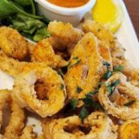 Fried Calamari · Calamari served with hot marinara sauce.