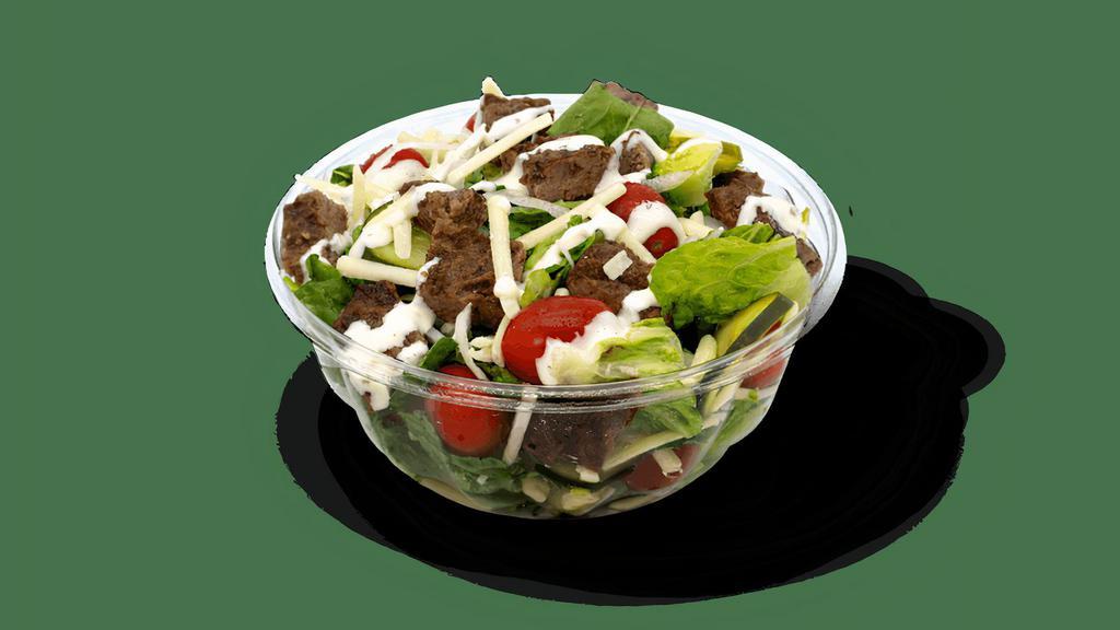 Freshly Made Salads - Cheeseburger Salad · Contains: Romaine, No Dressing, BurgerPatty