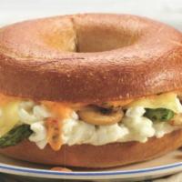 Avocado Egg White · Egg whites, avocado, tomato, spinach and tomato spread on your choice of bagel, roll, or bre...
