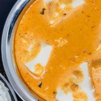 Shahi Paneer · Soft Cheese chunks prepared in a thick gravy made up of cream, tomatoes with authentic India...