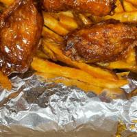 Cheese Steak & Wings (5)  · Philly Cheese Steak, 5 pcs Wings, Fries and Soda