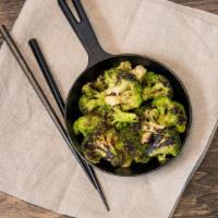 Sauteed Broccoli (Vegan) · Broccoli with garlic, Korean chili flakes, scallion infused EVOO, and lemon. Vegan. Gluten ...
