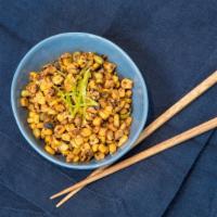Roasted Corn & Edamame (Vegan) · Corn and edamame with garlic, Korean chili flakes, and toasted sesame oil. Vegan. Gluten fr...