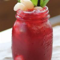 Iced Lychee Hibiscus Tea · Tart crimson tea sweetened with lychee juice. 12 oz bottle.