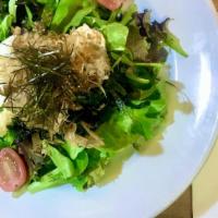  Tofu Salad / 豆腐サラダ · Soft Tofu, Seaweed, Mix Salad, Cherry Tomato, Katsuobushi (Dried, Fermented and smoked Bonit...