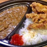 Japaneses Curry With Fried Chicken (Karaage) / 唐揚げカレー  · Spicy Curry Sauce with Ground Oxtail, Beef and Pork Over White Rice + 1pc of Croquette