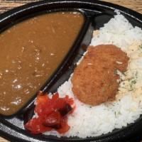 Japanese Curry With Croquette / コロッケカレー  · Spicy Curry Sauce with Ground Oxtail, Beef and Pork Over White Rice + 1pc of Croquette