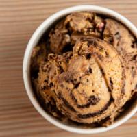 Beantown Buzz Ice Cream · Espresso ice cream with chocolate covered espresso beans and a chocolate swirl.