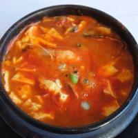 Original Soft Tofu Soup · beef and pork come rice with 4 kind of side dish ( banchan ) kimchi , turnip kimchi , beans ...