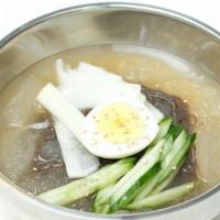 Cold Buckwheat Noodle With Cold Soup · cold buckwheat noodle ( naengmyun ) with chilled soup , 4 kind of side dish included kimchi ...