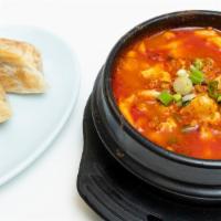 Tofu Soup Choice & Fried Mandoo · mandoo and one  choice of tofu soup ( soondubu )  from original , combo , seafood , kimchi ,...