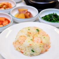 Fried Rice Shrimp · shrimp fried rice come 4 kind of side dish ( banchan ) included kimchi ,daikon kimchi ,beans...