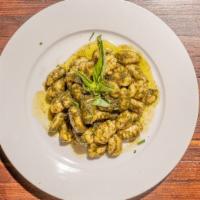 Gnocchi Pesto Genovese · Basil, extra-virgin olive oil, pecorino, walnuts.