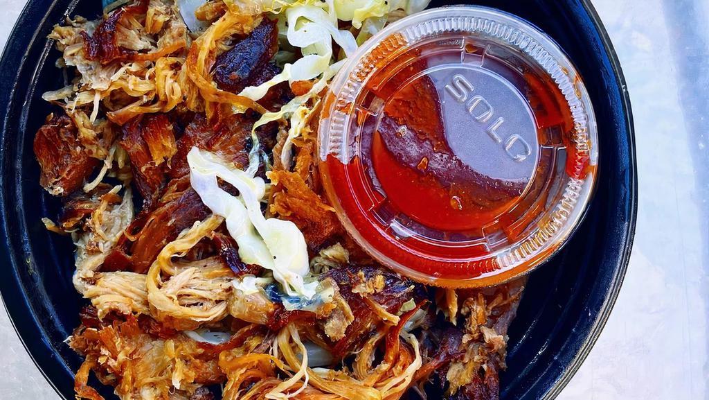 Hawaiian Bowl · Pork. 12 hour pulled pork with cabbage mix, white rice, side guava BBQ sauce and takuan.