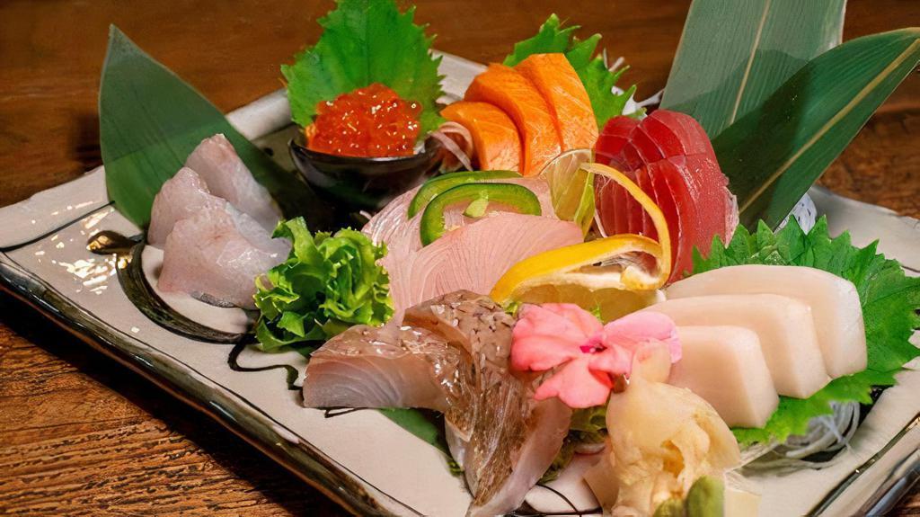 Daily Selection Of Sashimi · Chef choice 18 pieces of sashimi & side of sushi rice.