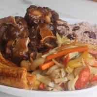 Oxtails And Beans Dinner · Juicy original Jamaican oxtails, served with your choice of white or rice and beans. This is...