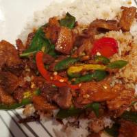 Spicy Fried Rice Crispy Pork · Thai style spicy fried rice mixed with crispy pork